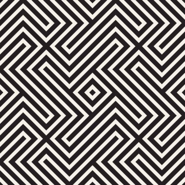 Soyut geometrik desen çizgili satırlar. Sorunsuz vektör arka plan. Siyah ve beyaz kafes doku.