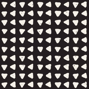 El çekilmiş siyah beyaz mürekkep soyut seamless modeli. Vektör doku. Tek renkli geometrik shappes boya fırça satırları