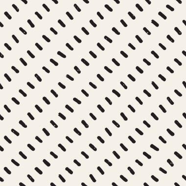 El çekilmiş siyah beyaz mürekkep soyut seamless modeli. Vektör doku. Tek renkli geometrik shappes boya fırça satırları