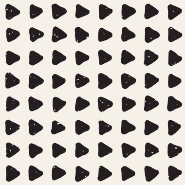 El çekilmiş siyah beyaz mürekkep soyut seamless modeli. Vektör doku. Tek renkli geometrik shappes boya fırça satırları