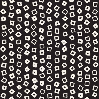 El çekilmiş siyah beyaz mürekkep soyut seamless modeli. Vektör şık grunge doku. Tek renkli şekiller boya fırça satırları dağınık