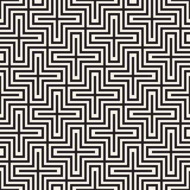 Vektör sorunsuz siyah ve beyaz çizgiler desen arka plan. Süsleme fayans geometrik şekiller çapraz.