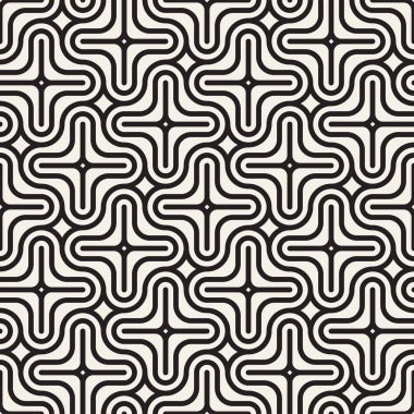 Vektör sorunsuz siyah ve beyaz çizgiler desen arka plan. Süsleme fayans geometrik şekiller çapraz.