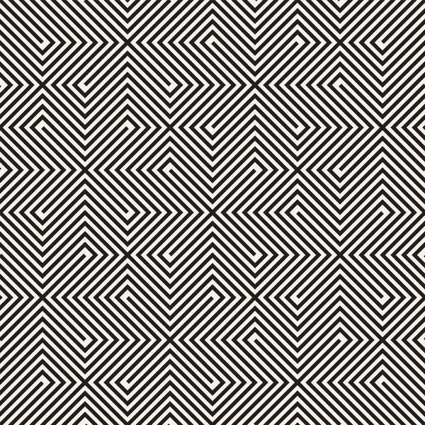 Patrón de líneas negras y blancas sin costura vectorial Fondo abstracto. Ornamento de baldosas geométricas de formas cruzadas . — Archivo Imágenes Vectoriales