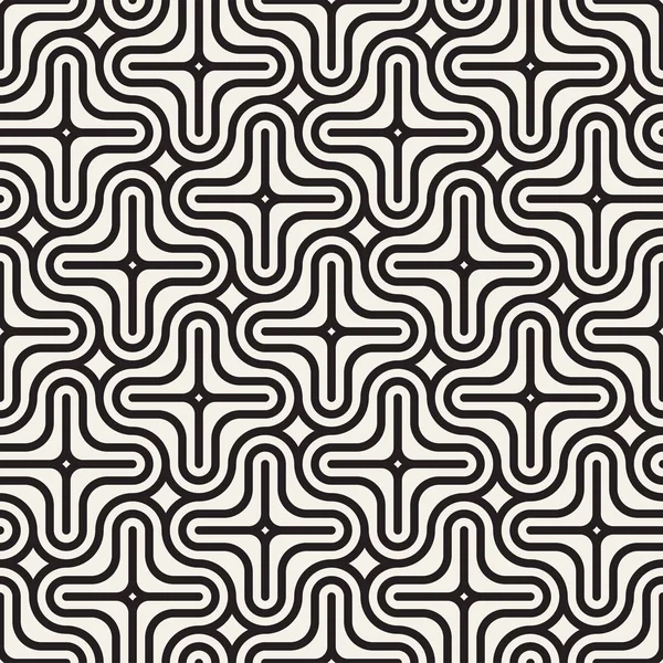Vektör sorunsuz siyah ve beyaz çizgiler desen arka plan. Süsleme fayans geometrik şekiller çapraz.