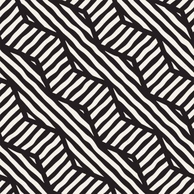 Vektör sorunsuz elle çizilmiş desen. Zigzag ve şerit kaba hatları. Aşiret tasarım arka plan. Etnik doodle doku.