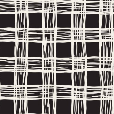 Elle çizilmiş seamless modeli. Mürekkep doodle grunge kılavuz allover desenle. Serbest çizim tartan ile grafik arka plan.