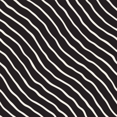 El ile Seamless Modeli dalgalar çizilmiş. Arka plan dalgalı fırça darbeleriyle. Siyah ve beyaz serbest doku hatları.