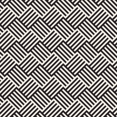 Soyut geometrik desen çizgili satırlar. Sorunsuz vektör arka plan. Siyah ve beyaz kafes doku.