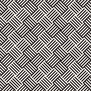 Soyut geometrik desen çizgili satırlar. Sorunsuz vektör arka plan. Siyah ve beyaz kafes doku.