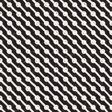 El çekilmiş siyah beyaz mürekkep soyut seamless modeli. Vektör doku. Tek renkli geometrik shappes boya fırça satırları