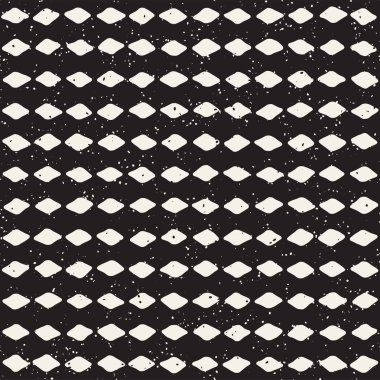 El çekilmiş siyah beyaz mürekkep soyut seamless modeli. Vektör doku. Tek renkli geometrik shappes boya fırça satırları