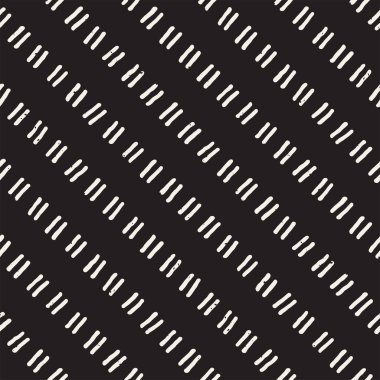 El çekilmiş siyah beyaz mürekkep soyut seamless modeli. Vektör doku. Tek renkli geometrik shappes boya fırça satırları