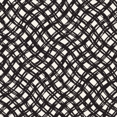 Elle çizilmiş seamless modeli. Mürekkep doodle grunge kılavuz allover desenle. Serbest çizim tartan ile grafik arka plan.