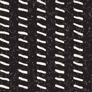 El ile Dikişsiz desen fırça darbeleriyle çizilmiş. Doodle grunge illüstrasyon mürekkep. Geometrik vektör desen.