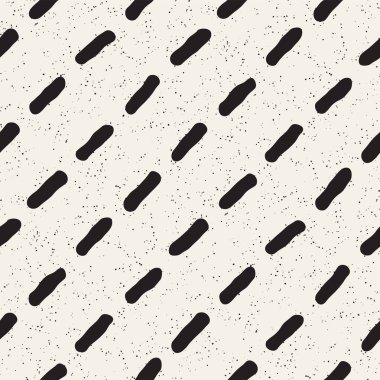 El çekilmiş siyah beyaz mürekkep soyut seamless modeli. Vektör doku. Tek renkli geometrik şekiller boya fırça satırları