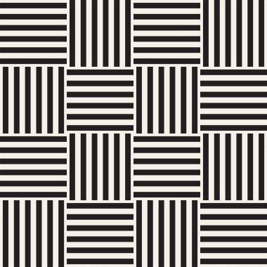 Vektör kesintisiz geometrik desen çapraz tarama. Grafik veya arka plan geçti. Damalı motif. Crosshatched hatlarının kesintisiz siyah beyaz doku. Kafes basit kumaş baskı.