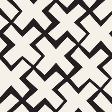 Vektör sorunsuz siyah ve beyaz çizgiler desen arka plan. Süsleme fayans geometrik şekiller çapraz.