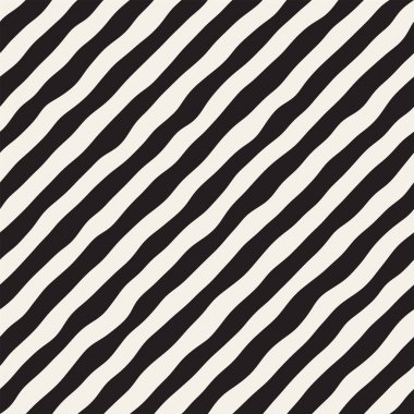 El ile Seamless Modeli dalgalar çizilmiş. Arka plan dalgalı fırça darbeleriyle. Siyah ve beyaz serbest doku hatları.