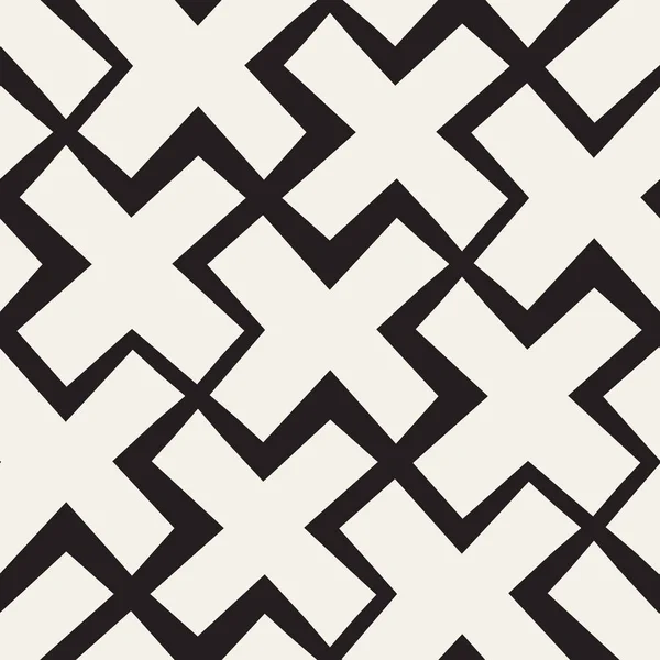 Vector seamless preto e branco linhas padrão abstrato fundo. Formas cruzadas ornamento de amarração geométrica . —  Vetores de Stock