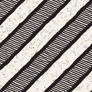 El ile Dikişsiz desen fırça darbeleriyle çizilmiş. Doodle grunge illüstrasyon mürekkep. Geometrik vektör desen.