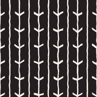 El ile Dikişsiz desen fırça darbeleriyle çizilmiş. Doodle grunge illüstrasyon mürekkep. Geometrik vektör desen.