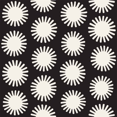 Vektör sorunsuz sunburst şekiller serbest desen. Arka plan yuvarlak fırça darbeleriyle. Elle çizilmiş doku