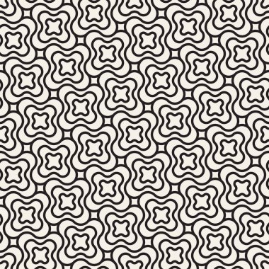 Vektör sorunsuz siyah ve beyaz çizgiler desen arka plan. Süsleme fayans geometrik şekiller çapraz.