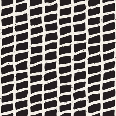 El ile Dikişsiz desen fırça darbeleriyle çizilmiş. Doodle grunge illüstrasyon mürekkep. Geometrik vektör desen.