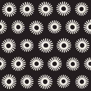 Vektör sorunsuz sunburst şekiller serbest desen. Arka plan yuvarlak fırça darbeleriyle. Elle çizilmiş doku