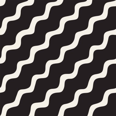 El ile Seamless Modeli dalgalar çizilmiş. Arka plan dalgalı fırça darbeleriyle. Siyah ve beyaz serbest doku hatları.