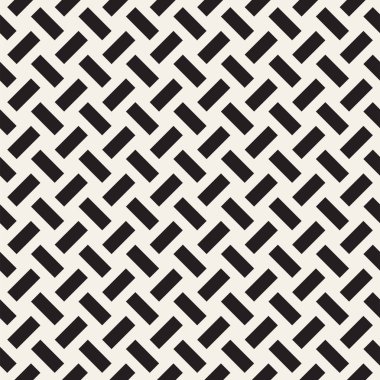 Vektör kesintisiz geometrik desen çapraz tarama. Grafik veya arka plan geçti. Damalı motif. Crosshatched hatlarının kesintisiz siyah beyaz doku. Kafes basit kumaş baskı.