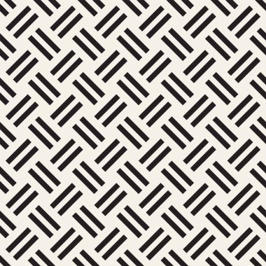 Vektör kesintisiz geometrik desen çapraz tarama. Grafik veya arka plan geçti. Damalı motif. Crosshatched hatlarının kesintisiz siyah beyaz doku. Kafes basit kumaş baskı.