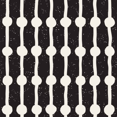 El çekilmiş siyah beyaz mürekkep soyut seamless modeli. Vektör doku. Tek renkli geometrik şekiller boya fırça satırları
