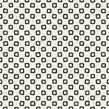 El çekilmiş siyah beyaz mürekkep soyut seamless modeli. Vektör doku. Tek renkli geometrik şekiller boya fırça satırları