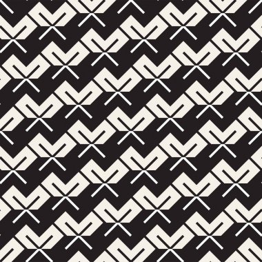 Vektör sorunsuz siyah ve beyaz çizgiler desen arka plan. Süsleme fayans geometrik şekiller çapraz.