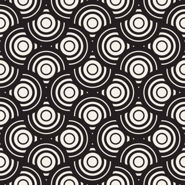 Vektör sorunsuz yuvarlak hatları desen. Geometrik arka plan tasarlamak. Dairesel geometrik döşeme kafes