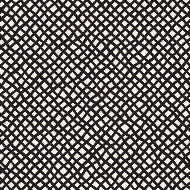 El ile Seamless Modeli dalgalar çizilmiş. Arka plan dalgalı fırça darbeleriyle. Siyah ve beyaz serbest doku hatları.