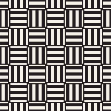 Vektör kesintisiz geometrik desen çapraz tarama. Grafik veya arka plan geçti. Damalı motif. Crosshatched hatlarının kesintisiz siyah beyaz doku. Kafes basit kumaş baskı.