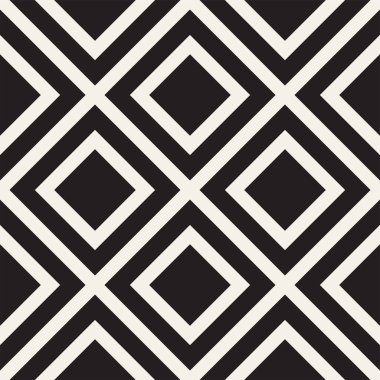 Soyut geometrik çizgiler kafes desen. Sorunsuz vektör arka plan. Siyah ve beyaz basit Yinelenen doku.