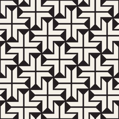 Vektör sorunsuz siyah ve beyaz çizgiler desen arka plan. Süsleme fayans geometrik şekiller çapraz.