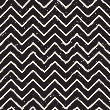 El ile Dikişsiz desen fırça darbeleriyle çizilmiş. Doodle grunge illüstrasyon mürekkep. Geometrik vektör desen.