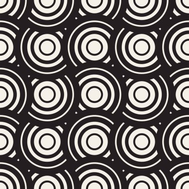 Vektör sorunsuz yuvarlak hatları desen. Geometrik arka plan tasarlamak. Dairesel geometrik döşeme kafes