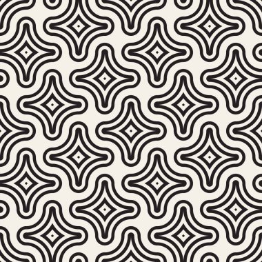 Vektör sorunsuz siyah ve beyaz çizgiler desen arka plan. Süsleme fayans geometrik şekiller çapraz.