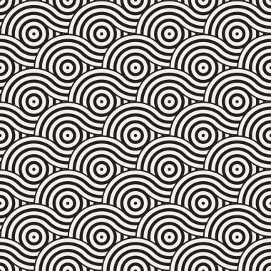 Vektör kesintisiz geometrik desen çizgiler ile daireler oluşur. Modern şık yuvarlanmış çizgiler doku. Yinelenen arka plan