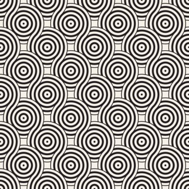 Vektör kesintisiz geometrik desen çizgiler ile daireler oluşur. Modern şık yuvarlanmış çizgiler doku. Yinelenen arka plan