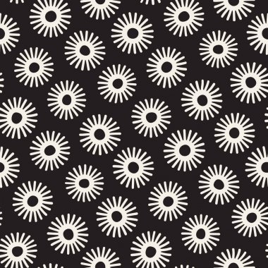 Vektör sorunsuz sunburst şekiller serbest desen. Arka plan yuvarlak fırça darbeleriyle. Elle çizilmiş doku