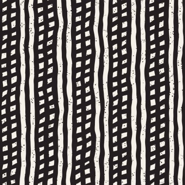 Seamless modeli el fırça darbeleri çekilmiş. Doodle grunge illüstrasyon mürekkep. Geometrik tek renkli vektör desen.