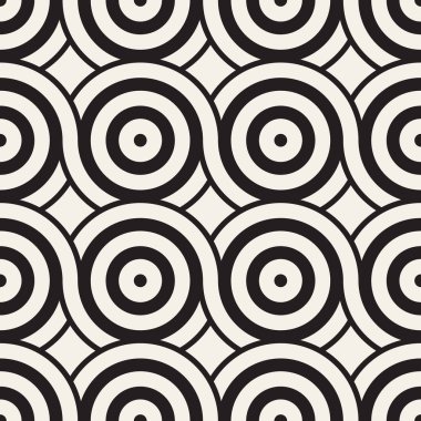 Vektör kesintisiz geometrik desen çizgiler ile daireler oluşur. Modern şık yuvarlanmış çizgiler doku. Yinelenen arka plan