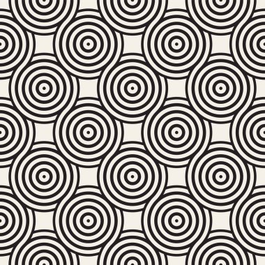 Vektör kesintisiz geometrik desen çizgiler ile daireler oluşur. Modern şık yuvarlanmış çizgiler doku. Yinelenen arka plan